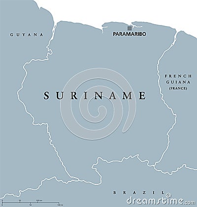 Suriname political map Vector Illustration