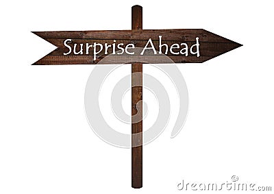 Surprise ahead Records sign on a wooden board. Stock Photo