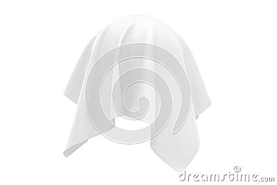 Surprise, Award or Prize Concept. Hidden Object Covered with White Silk Cloth. 3d Rendering Stock Photo