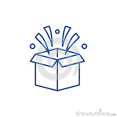 Surprise in box line icon concept. Surprise in box flat vector symbol, sign, outline illustration. Vector Illustration