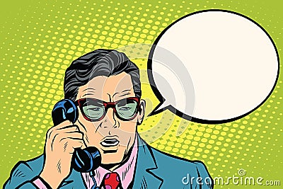 Surprise. Businessman talking on the phone Vector Illustration