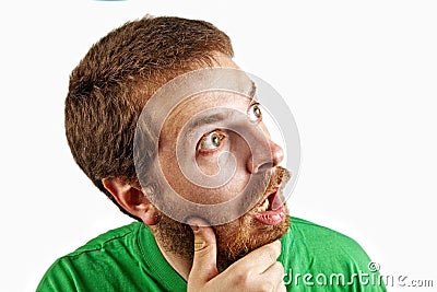 Surprise concept - amazed and confuse man Stock Photo