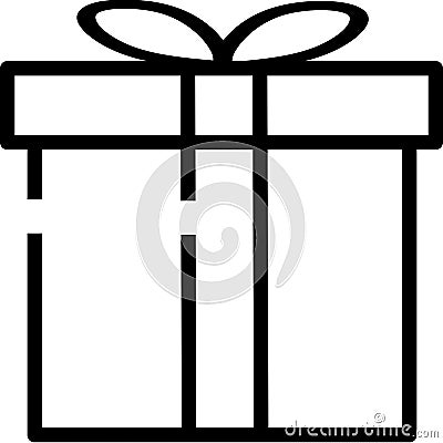 Surprise Gift box with bow ribbon line icon. linear style sign for mobile concept and web design. Present, gift box outline vector Vector Illustration