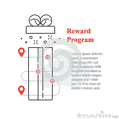 Surprise gift box open, reward program, incentive present, win special prize, earn loyalty points Vector Illustration