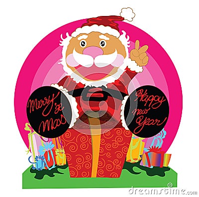 Surprise gift with Santa cartoon design Vector Illustration