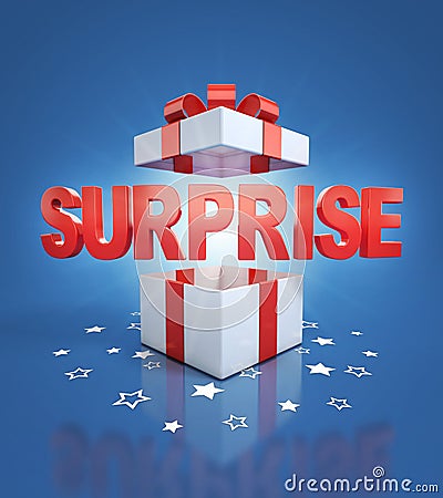 Surprise inside gift box on blue background Cartoon Illustration