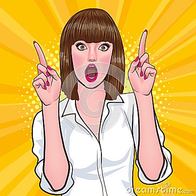 surprised Beautiful young woman 099 Vector Illustration