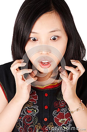 Surprised asian woman Stock Photo