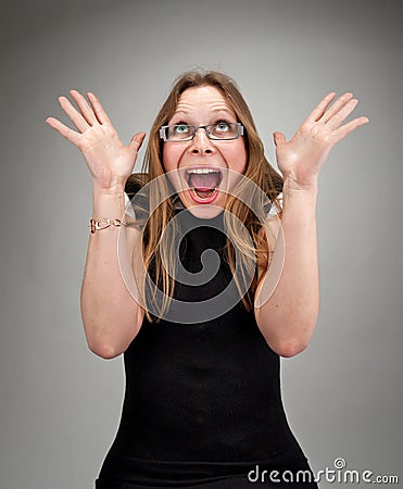 Surprised attractive business woman Stock Photo