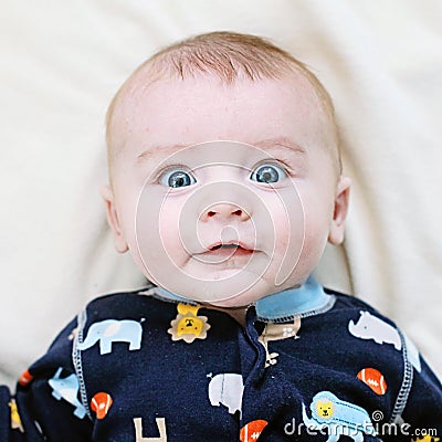 Surprised baby face Stock Photo