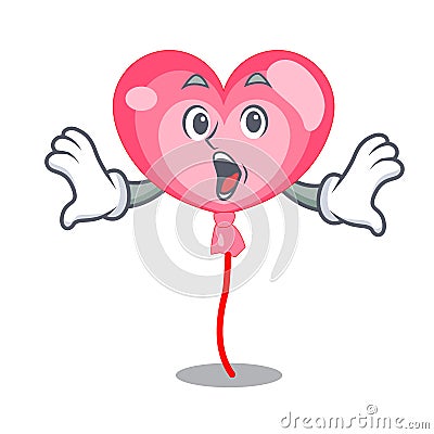 Surprised ballon heart mascot cartoon Vector Illustration