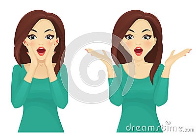 Surprised beautiful woman Vector Illustration