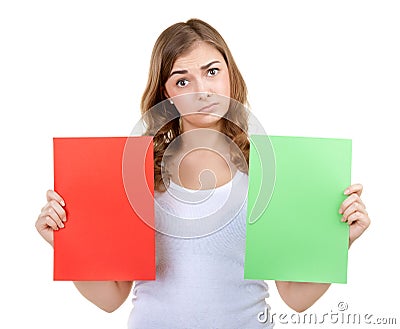 Surprised beautiful young woman Stock Photo