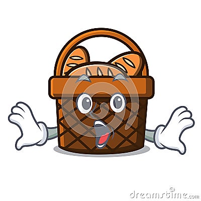 Surprised bread basket mascot cartoon Vector Illustration