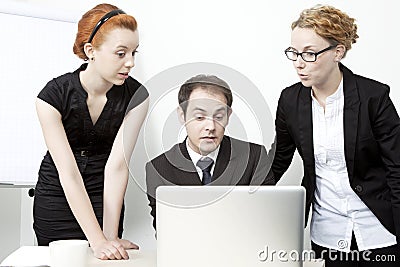 Surprised business team Stock Photo