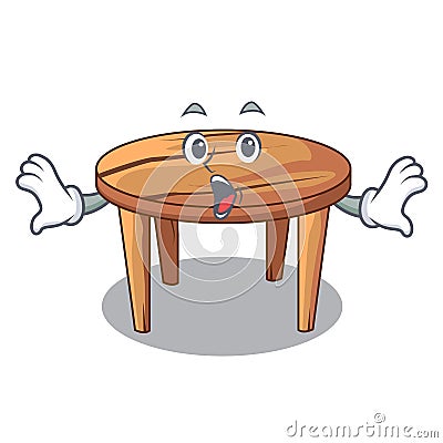 Surprised cartoon wooden dining table in kitchen Vector Illustration