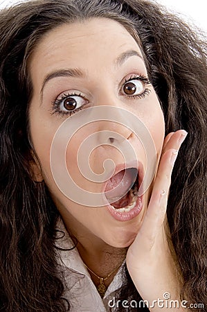 Surprised caucasian female Stock Photo