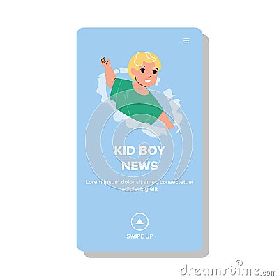 Surprised Child Boy Talking Fresh News Vector Vector Illustration