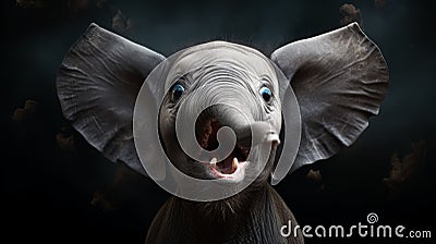 Surprised Elephant With Open Mouth - Expressive Character Design Stock Photo