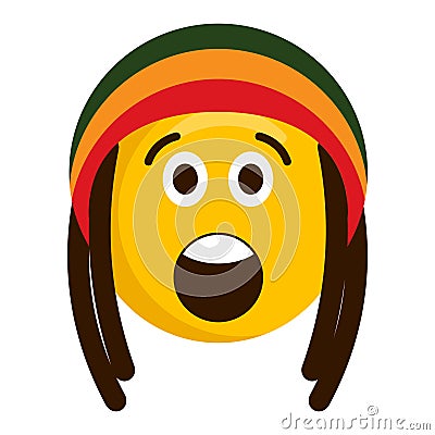 Surprised emoji with reggae hat Vector Illustration