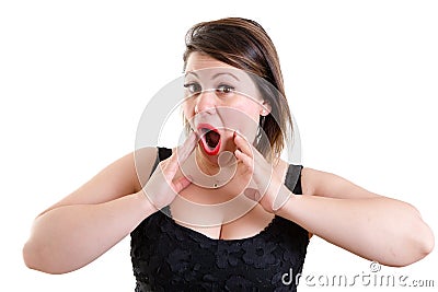 Surprised excited lady gossip Stock Photo