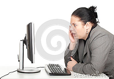 Surprised fat businesswoman Stock Photo