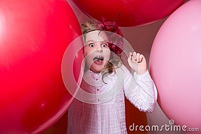 Surprised, the frightened teen girl in white dress and hat Stock Photo
