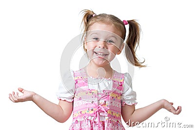 Surprised funny child girl on white background Stock Photo