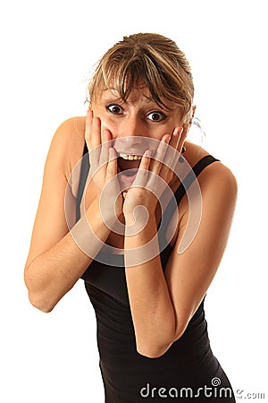 Surprised girl, big surprise Stock Photo