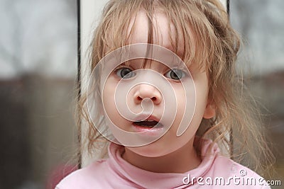 Surprised girl. Clouse up. Portrait Stock Photo