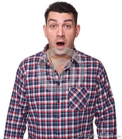 Surprised handsome man isolated Stock Photo