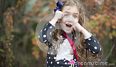 Surprised happy pretty girl. Wow Stock Photo