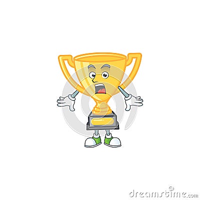 Surprised icon character gold trophy with mascot Vector Illustration