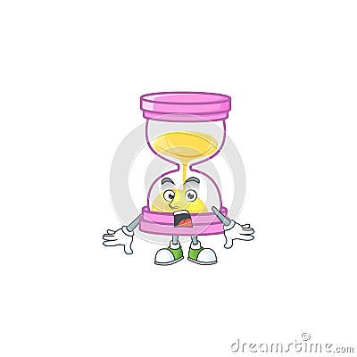 Surprised icon sandglass in the cartoon character Vector Illustration