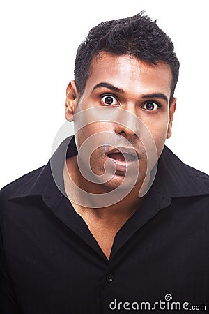 Surprised Indian man Stock Photo