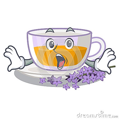 Surprised lavender tea in the character fridge Vector Illustration