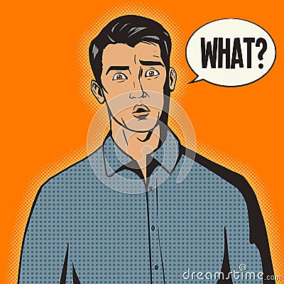 Surprised man pop art style vector illustration Vector Illustration