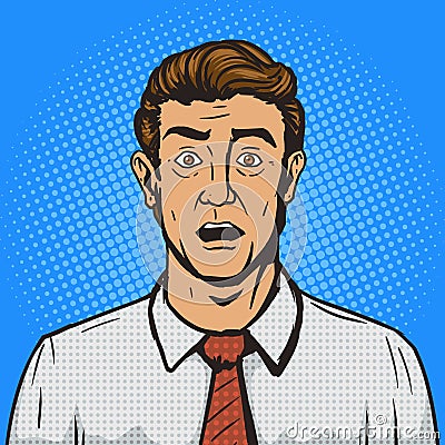 Surprised man pop art style vector illustration Vector Illustration