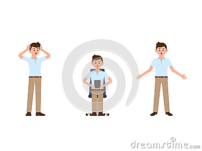 Surprised manager cartoon character. Vector illustration of amazed business man. Vector Illustration