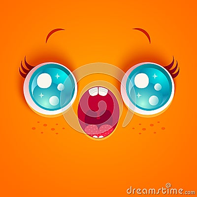 Surprised orange face. Vector Illustration