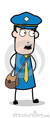 Surprised - Postman Cartoon Courier Guy Vector Illustration Stock Photo