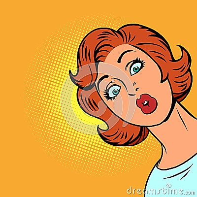 surprised red haired woman, pop art lady. human emotions Vector Illustration