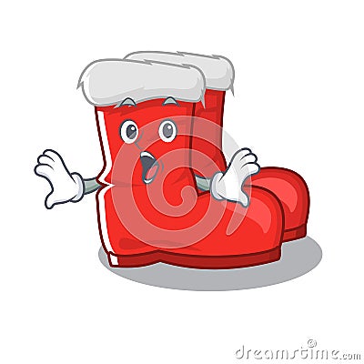 Surprised santa boots mascot isolated the character Vector Illustration