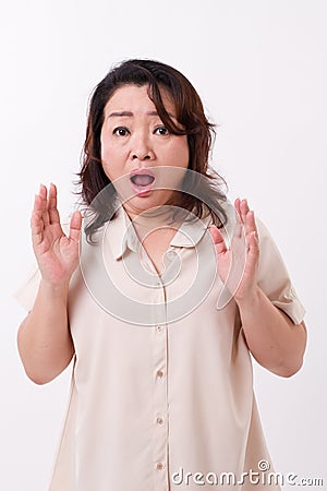 Surprised, shocked, amazed, stunned woman Stock Photo