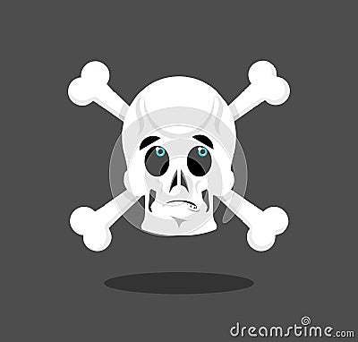 Surprised skull emotion. Crossbones. Discouraged skeleton head Vector Illustration