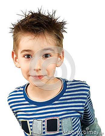 Surprised smiling boy Stock Photo