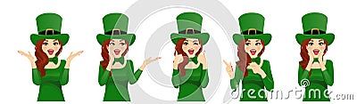 Surprised St Patrick Day woman Vector Illustration