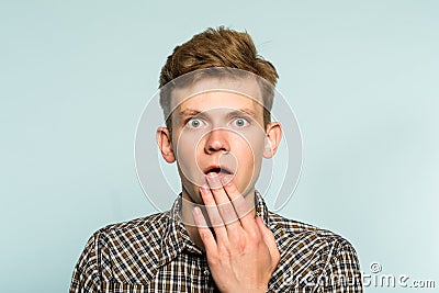 Surprised startled astounded man gasping emotion Stock Photo