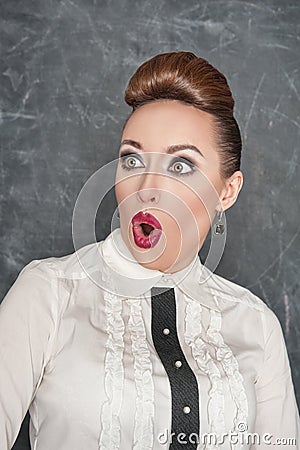 Surprised teacher Stock Photo