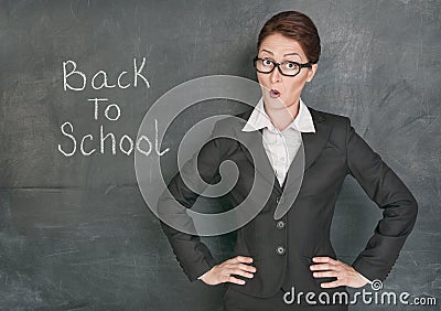 Surprised teacher Stock Photo